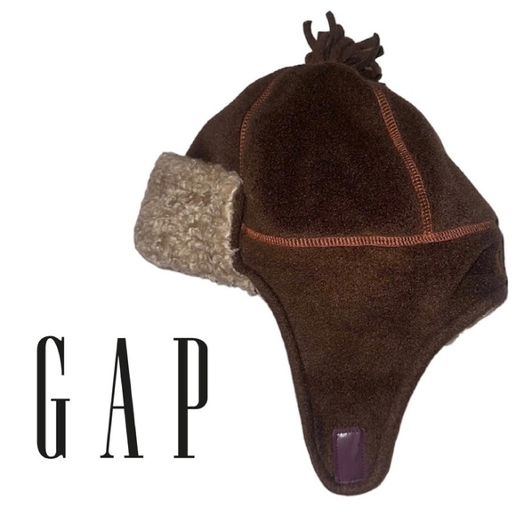 Baby GAP Brown Fleece Trapper Winter Hat Tan Sherpa Shearling Toddler M/L 4-5 yr - Picture 1 of 9